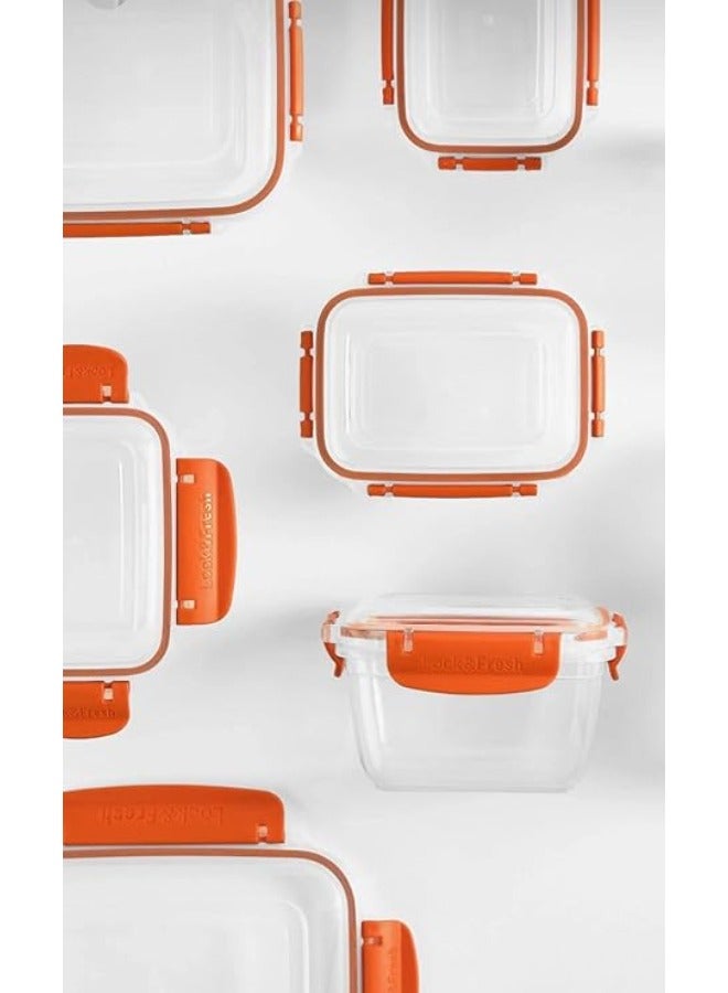 دنيا بلاستيك Dunia Fresh & Lock   مجموعة حاويات تخزين الطعام في الثلاجة البرتقالي ذات الشكل المربع3 قطع - مع غطاء محكم - خالية من مادة BPA - (900-1500-2400) ML مللي لتر - Image 3