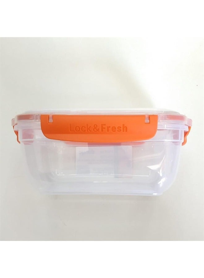 دنيا بلاستيك Dunia Fresh & Lock   مجموعة حاويات تخزين الطعام في الثلاجة البرتقالي ذات الشكل المربع3 قطع - مع غطاء محكم - خالية من مادة BPA - (900-1500-2400) ML مللي لتر - Image 2