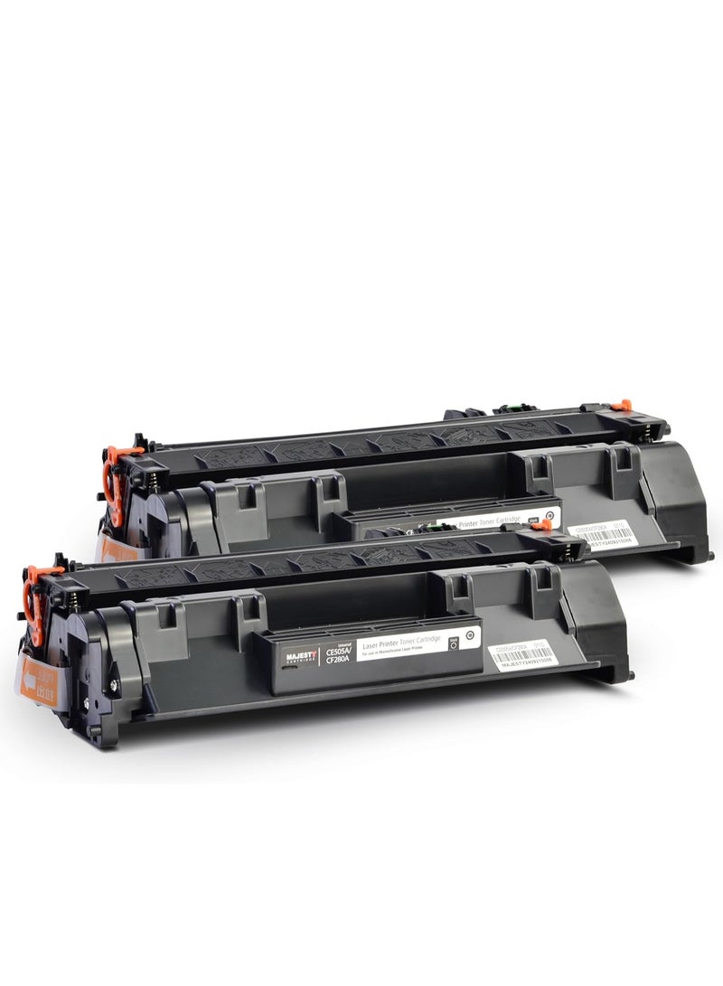 Majesty 80A 05A CF280A CE505A Toner Cartridge Compatible with HP Laserjet Pro 400 M410 M401D M401A M401N M401DN M401DW M425DW M425DN P2030 P2035 P2035 Printer N P205 0 P2055D P2055DN P2055X (2pcs)  - Image 2