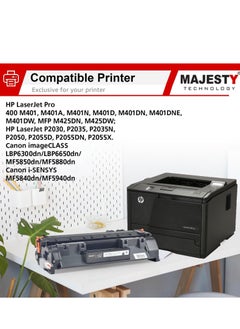 Majesty 80A 05A CF280A CE505A Toner Cartridge Compatible with HP Laserjet Pro 400 M410 M401D M401A M401N M401DN M401DW M425DW M425DN P2030 P2035 P2035 Printer N P205 0 P2055D P2055DN P2055X (2pcs)  - Image 4
