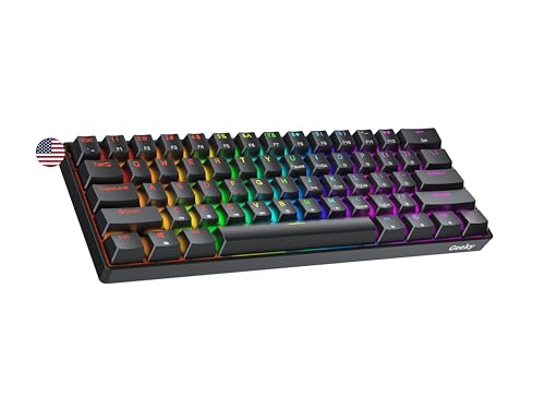 Geeky GK61 SE 60% | Mechanical Gaming Keyboard | 61 Keys Multi Color RGB LED Backlit for PC/Mac Gamer | ANSI US American Layout (Black, Mechanical Red) - Image 1