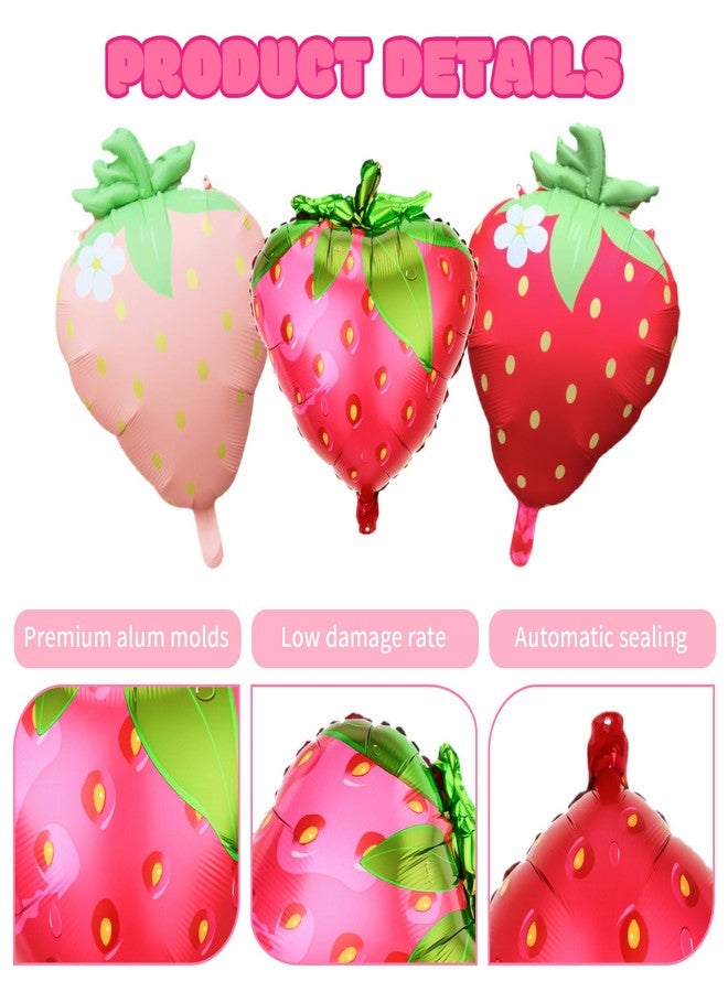 Gaahkai 15 Pack Strawberry Foil Balloons, 25" Globos De Fresas Para Cumpleaños with Ribbon for Baby Shower Wedding Birthday Party Decoration - Image 3