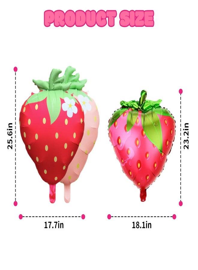 Gaahkai 15 Pack Strawberry Foil Balloons, 25" Globos De Fresas Para Cumpleaños with Ribbon for Baby Shower Wedding Birthday Party Decoration - Image 2