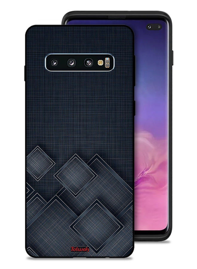 Tolwak غطاء حماية لهاتف Samsung Galaxy S10 Plus بنمط مربعات على القماش - Image 1