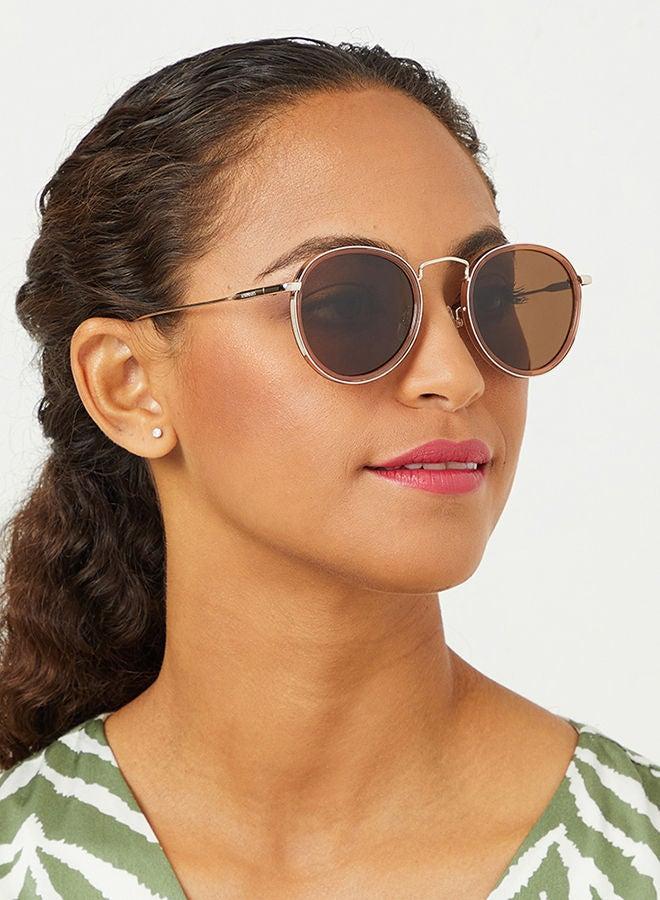 30 سندايز نظارات شمسية مود سكواد للنساء، دائرية، حماية ، بيج وبني - Image 5