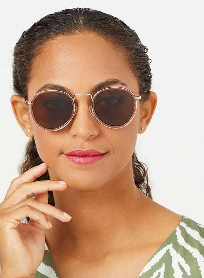 30 سندايز نظارات شمسية مود سكواد للنساء، دائرية، حماية ، بيج وبني - Image 4