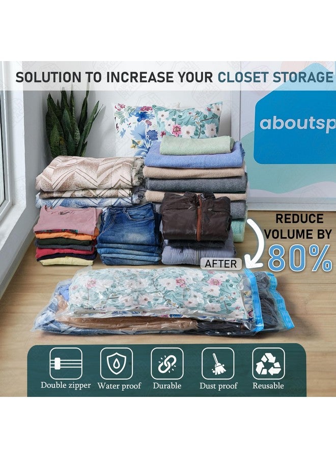 ABOUT SPACE polyamide polyethylene 5 Large Vacuum Bags for Travel with Hand Pump - Airtight, Reusable SPACE Saver Compression Storage Bags for Packing (PP-Blue) - Image 2