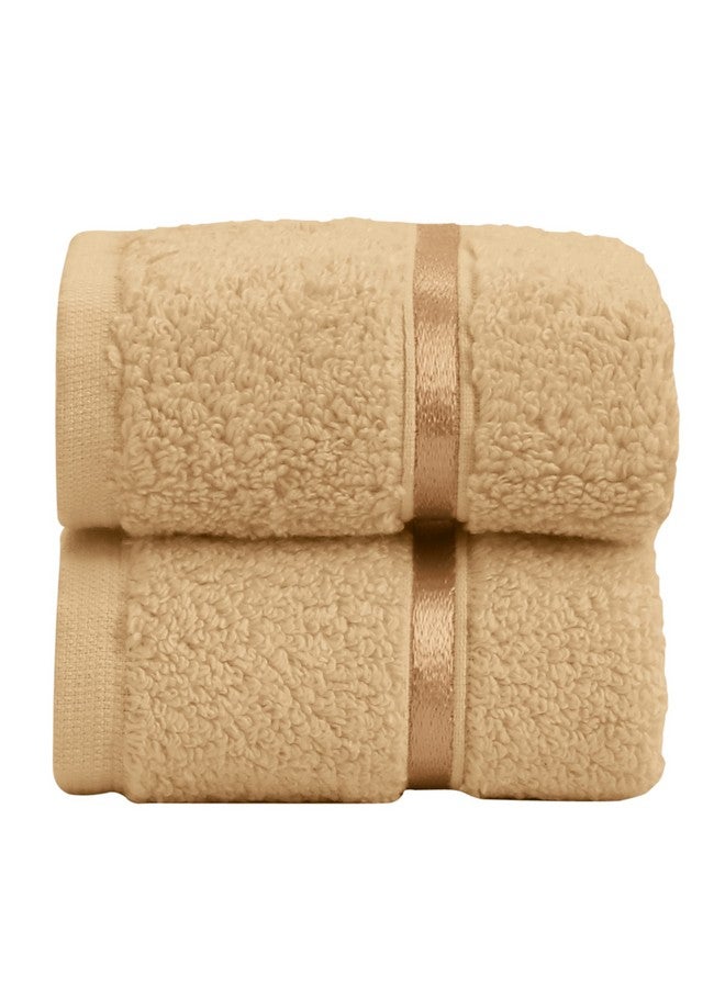 SPREAD SPAIN SPREAD SPAIN 100% Cotton Face Towel, Roman Face Towel Set of 2, 600 GSM, Super Absorbent, Soft & Quick Dry Towels for Gym, Sports, Travel, Suitable for Acne Prone Skin (30x30cm, Gold) - Image 1