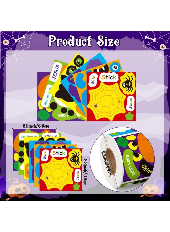 Haooryx 300Pcs Religious Make A Halloween Scene Sticker Roll, Make Your Own Pumpkin Ghost Bat Face Diy Sticker, Mix And Match Christian Religious Halloween Theme Sticker For Vbs Sunday School Supply - Image 3