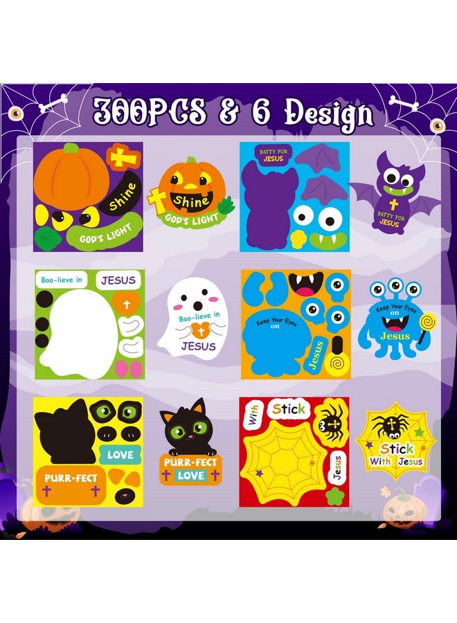 Haooryx 300Pcs Religious Make A Halloween Scene Sticker Roll, Make Your Own Pumpkin Ghost Bat Face Diy Sticker, Mix And Match Christian Religious Halloween Theme Sticker For Vbs Sunday School Supply - Image 2