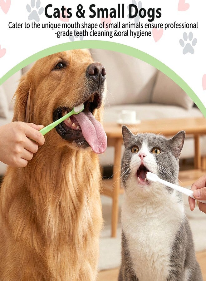 Matwsec 4PCS Soft Dog Toothbrush, Cat Toothbrush for Small Medium Large Dogs and Cats, Pet Tooth Brush for Easy Dental Cleaning Dental Care, Soft Bristles, Green, White - Image 3