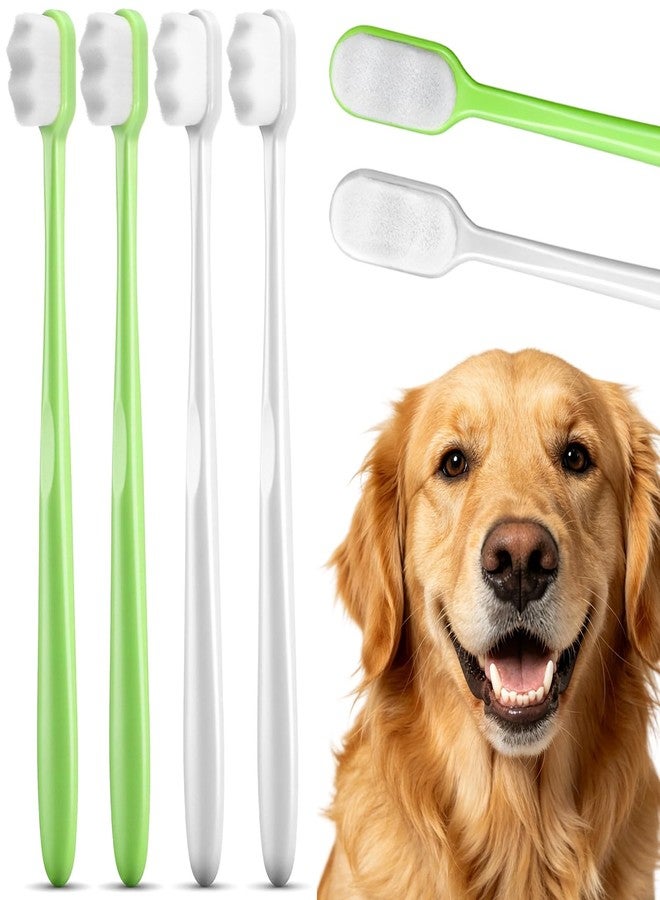 Matwsec 4PCS Soft Dog Toothbrush, Cat Toothbrush for Small Medium Large Dogs and Cats, Pet Tooth Brush for Easy Dental Cleaning Dental Care, Soft Bristles, Green, White - Image 1
