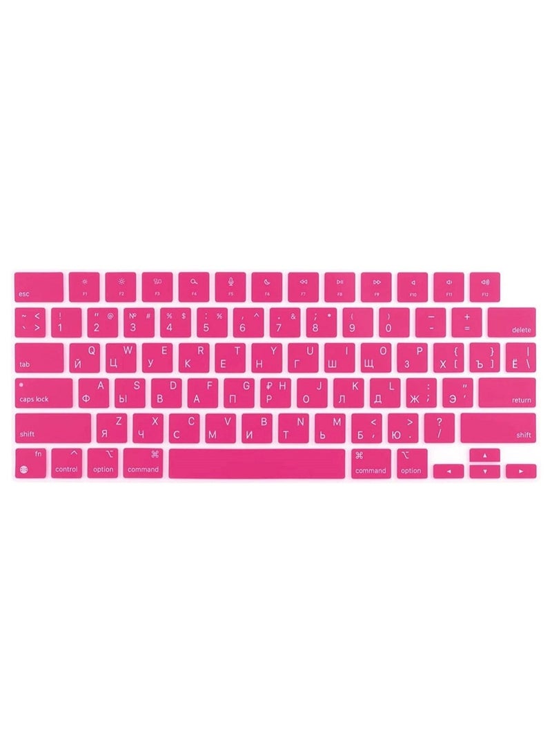 AMM US Version Russian English Silicone Keyboard Cover Skin for M2 MacBook Air 13.6 inch 2022 A2681 & MacBook Pro 14 inch 2022 2021 A2442 M1 & MacBook Pro 16 inch 2022 2021 A2485 M1, Pink - Image 1