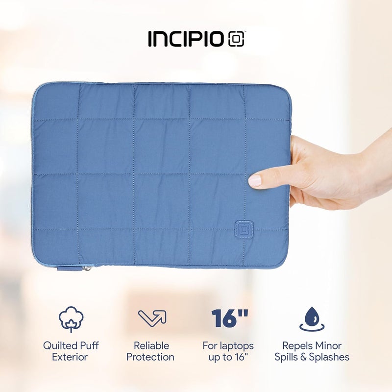 إنسيبيو Incipio - حافظة كمبيوتر محمول، باف 16 بوصة ناعمة، غطاء واقي مبطّن لأجهزة الكمبيوتر المحمولة والألترابوك وأجهزة MacBook، سحابات سلسة ووسادة ممتصة للصدمات (أزرق) - Image 2
