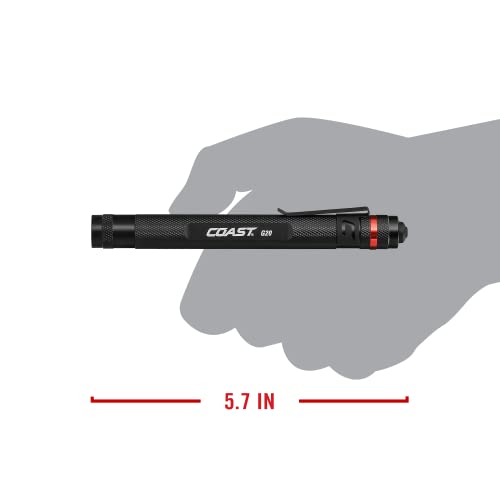 Coast G20 Inspection Beam LED Penlight with Adjustable Pocket Clip and Consistent Edge-To-Edge Brightness, Black, 54 lumens,1 Pack - Image 4
