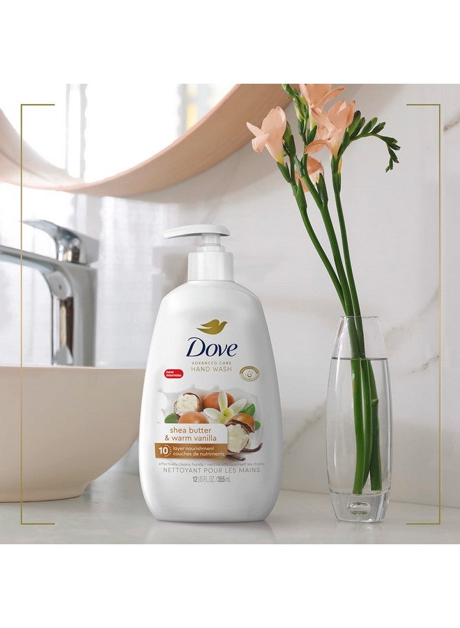 Dove Advanced Care Hand Wash Shea Butter & Warm Vanilla 4 Count for Soft, Smooth Skin, More Moisturizers than the Leading Ordinary Hand Soap, 12 oz - Image 3