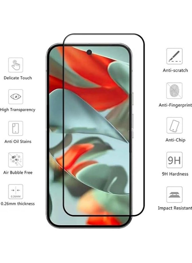 Generic - Google Pixel 9 Screen Protector Full Glue Bubble Free Anti-Scratch Anti-Fingerprint  9H Hardness 3D Curved Edge Tempered Glass Screen Protector for Google Pixel 9 2024 5D Black Glass - Image 1