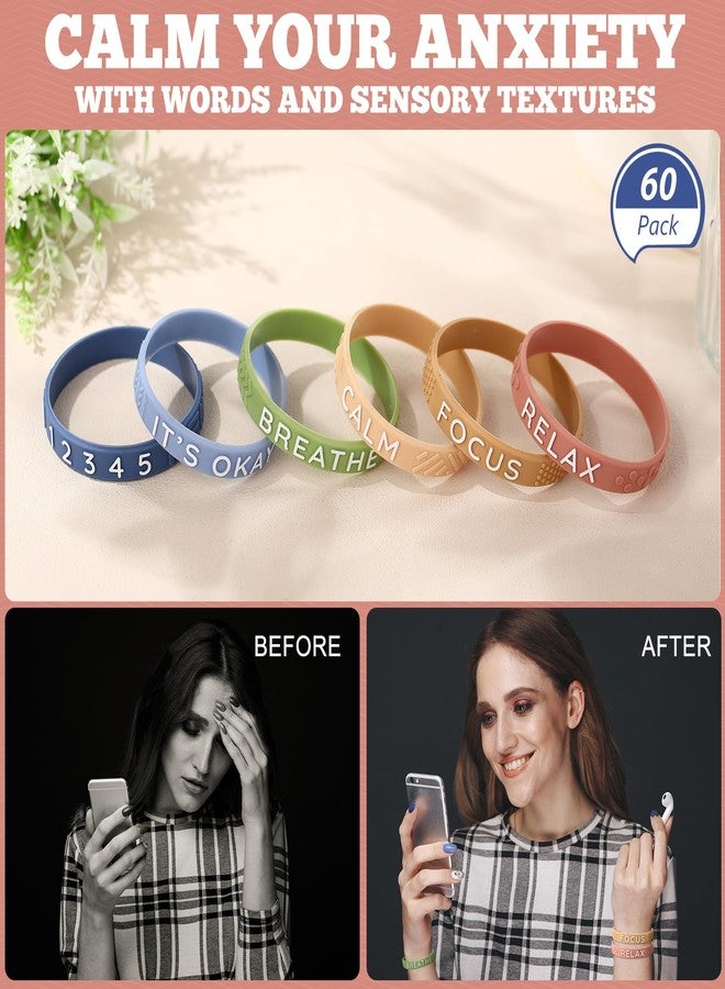 Colingmill 30 Pcs Anxiety Sensory Silicone Bracelets Rubber Bracelet with Textured Wearable Push Sensory Stress Relief Finger Wristband Calming Anxiety Relief Gifts for ADHD Autism(Morandi Color - Image 4