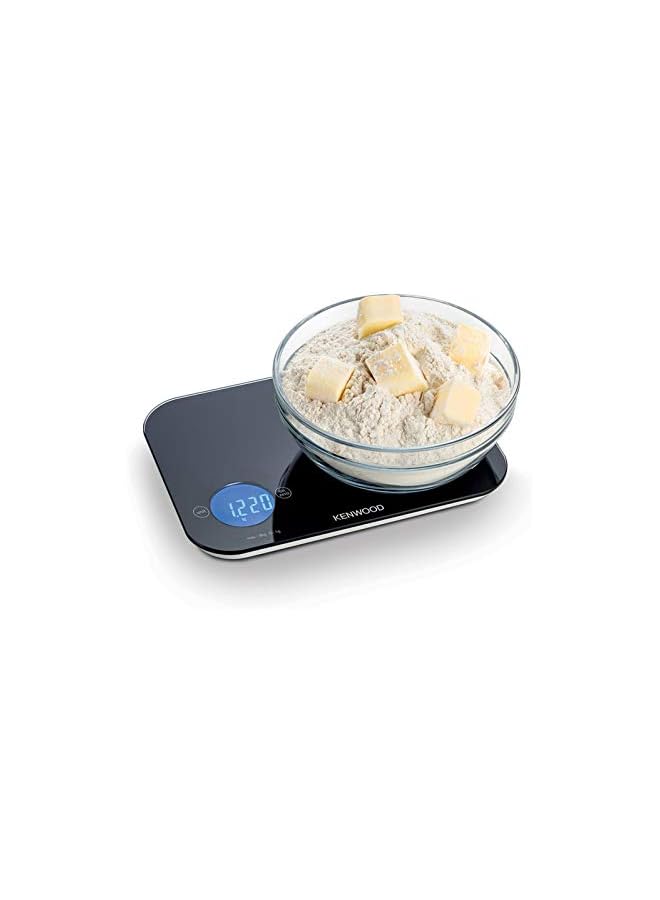 KENWOOD Digital Kitchen Scale 5G-8Kg Capacity Weight Weighing With 6 Units, 4Mm Tempered Glass, Touch Control, 3 Aaa Batteries, Tare/Zero Function, Auto Shut-Off Wep50.000Bk Black - Image 1