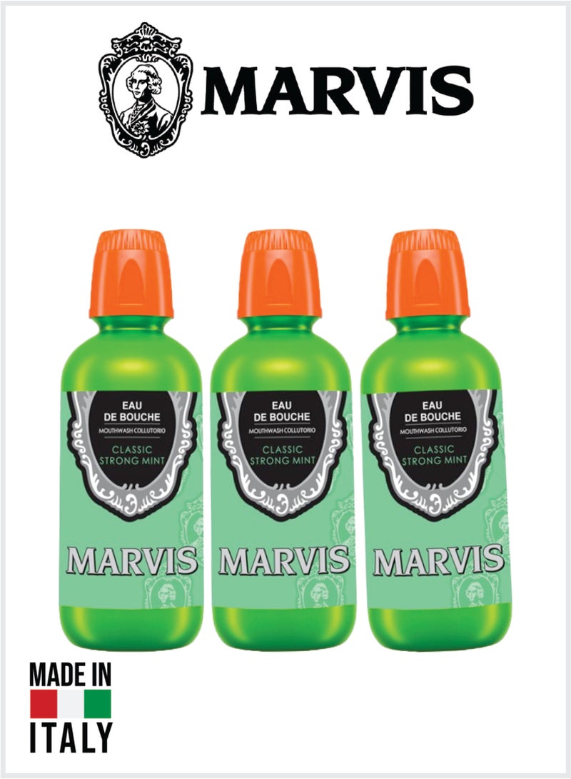 Marvis Classic Mint Mouthwash – Refreshing Classic Mint Formula for Complete Oral Hygiene 400ML Pack Of 3 - Image 1