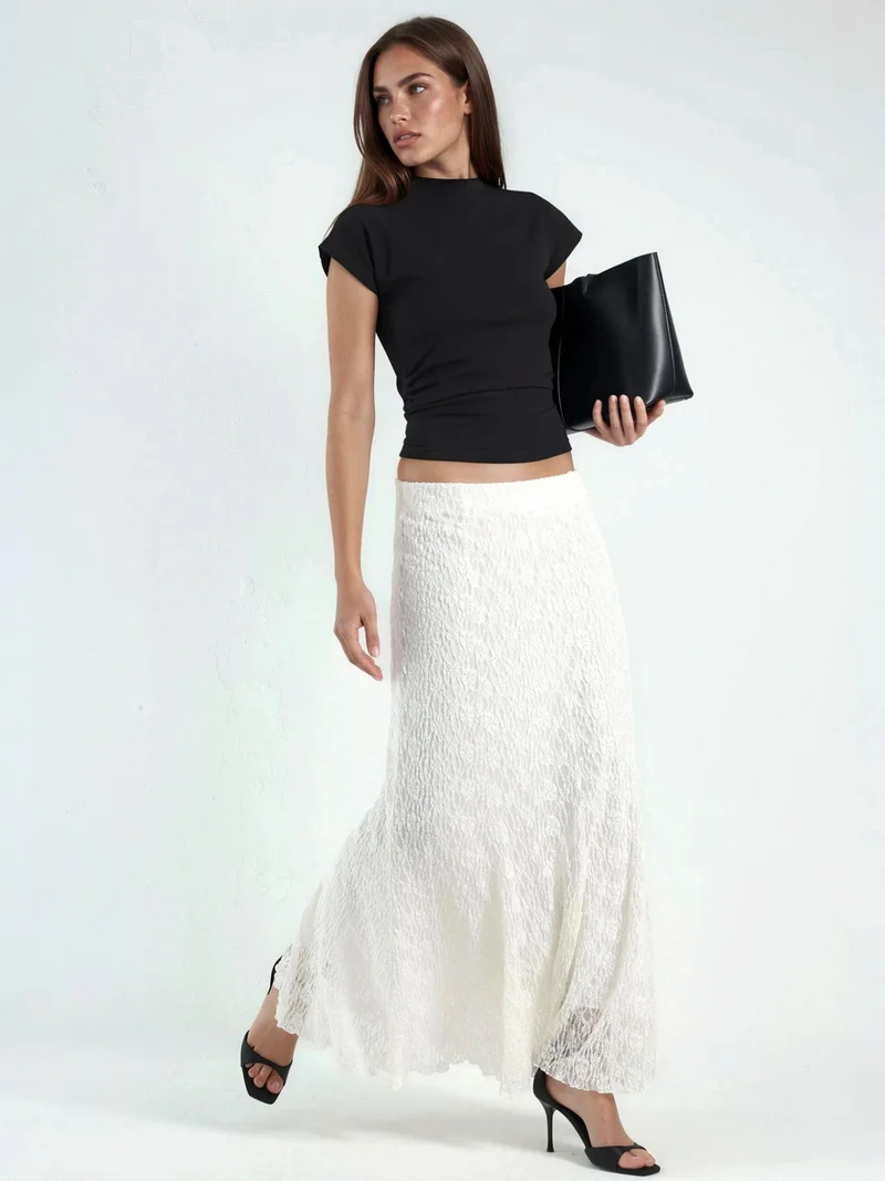 HICCUP High Waist Lace Maxi Skirt
