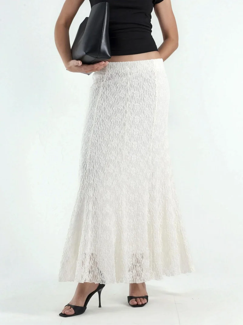 هيكاب High Waist Lace Maxi Skirt