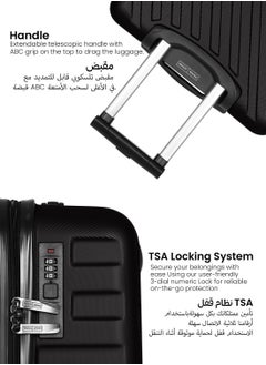 PARAJOHN Strato Lightweight ABS Hard Side 8 Spinner Wheel Cabin Luggage / Carry-On Trolley Bag with Lock 20 Inch - Black  - Image 2