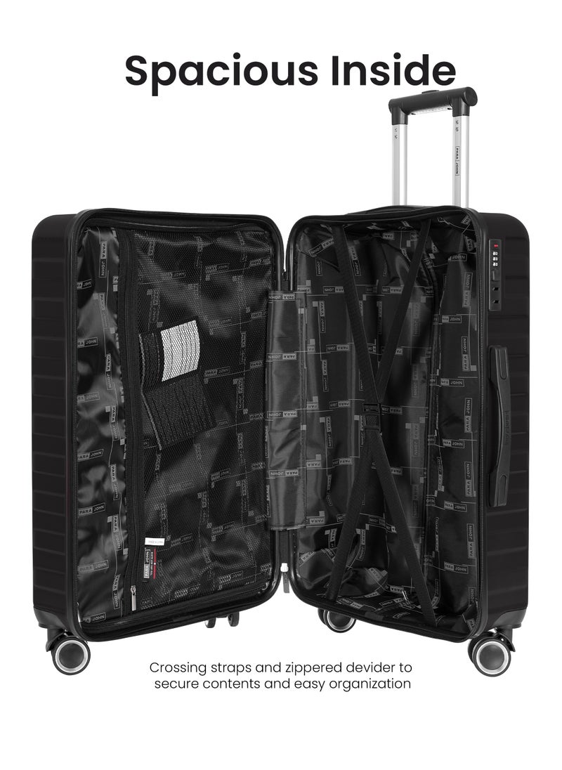 PARAJOHN Strato Lightweight ABS Hard Side 8 Spinner Wheel Cabin Luggage / Carry-On Trolley Bag with Lock 20 Inch - Black  - Image 4