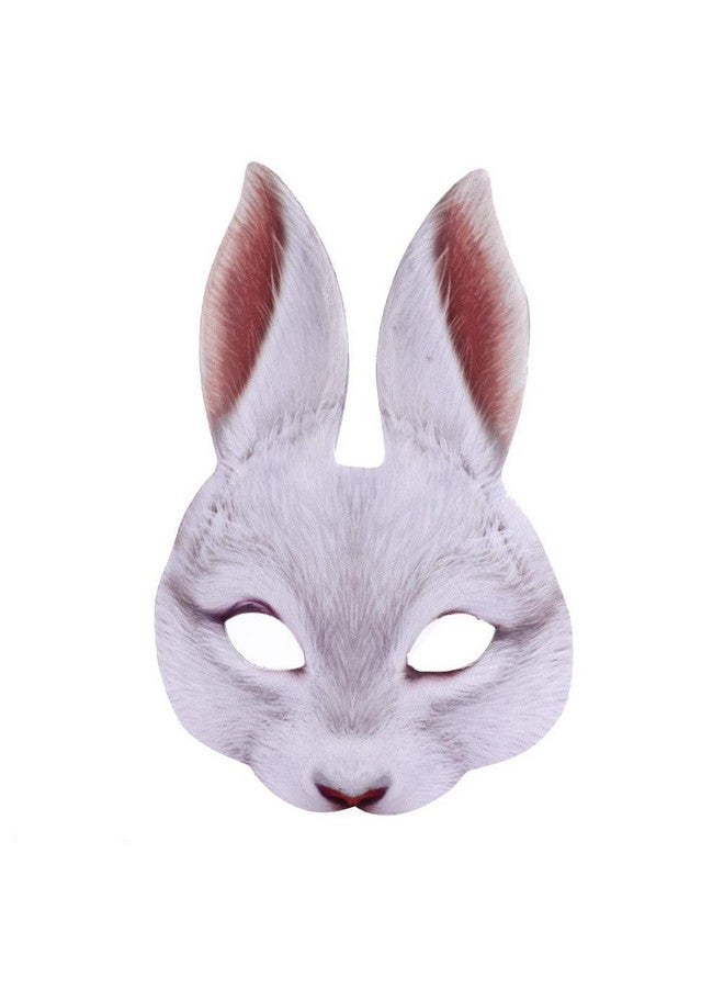 Hosfairy 1Pcs Half Face Animal Mask Rabbit Mask Horror Rabbit Mask For Halloween Easter Costume Party Cosplay Props (White) - Image 1