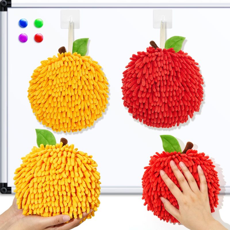 Whiteboard Eraser 2-Pack 6.7-Inch Red + Orange Apple-Shaped - Double-Sided Soft Microfiber Dry Eraser for Classroom Office Home Teachers Students - Image 1