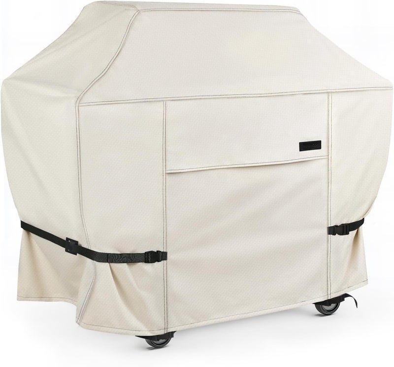 NettyPro غطاء شواية ، مقاس 60 بوصة، مقاوم للماء، عالي الجودة، مناسب لأجهزة Weber، Char-Broil، Brinkmann، Nexgrill وغيرها، بلون بيج. - Image 1