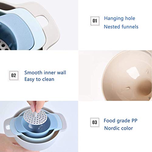 KPNG 3 Piece Kitchen Funnel with Detachable Strainer/Filter for Easy Transfer of Cooking Oil, Water, Powder, Sauce, Sanitiser. (Pack of 3pcs + Detachable Filter) - Image 5
