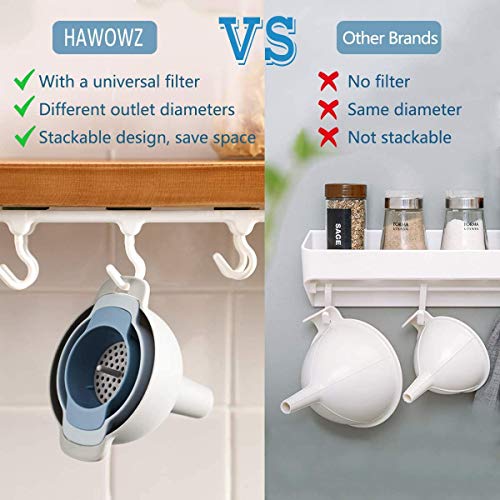 KPNG 3 Piece Kitchen Funnel with Detachable Strainer/Filter for Easy Transfer of Cooking Oil, Water, Powder, Sauce, Sanitiser. (Pack of 3pcs + Detachable Filter) - Image 4