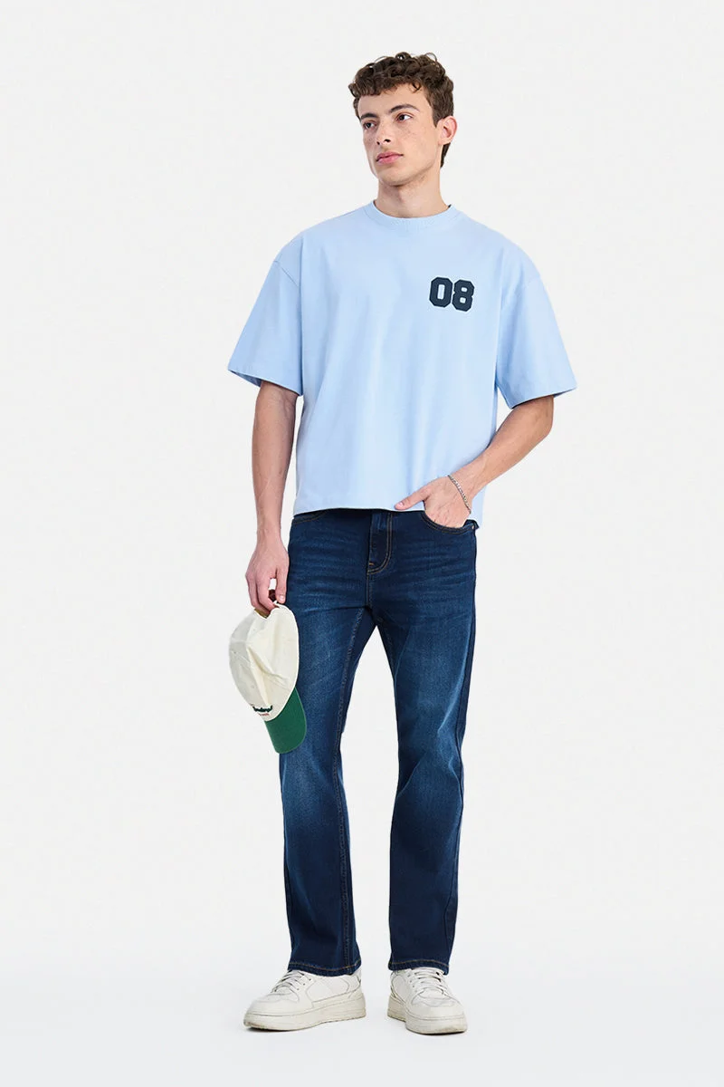 سنيتش Dark Blue Solid Straight Fit Casual Jeans