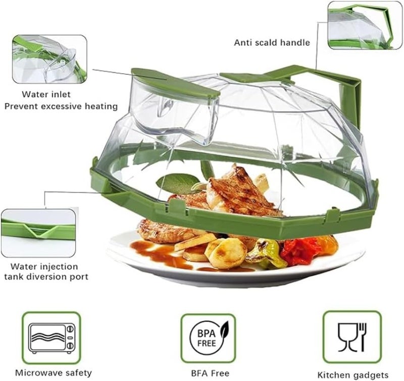 Microwave Splatter Cover for Food - Clear Microwave Splash Guard Cooker Lid with Handle / Adjustable Steam Vents Holes 10 Inches Plate Covers Kitchen Gadgets and Accessories - Water Injection - Image 4