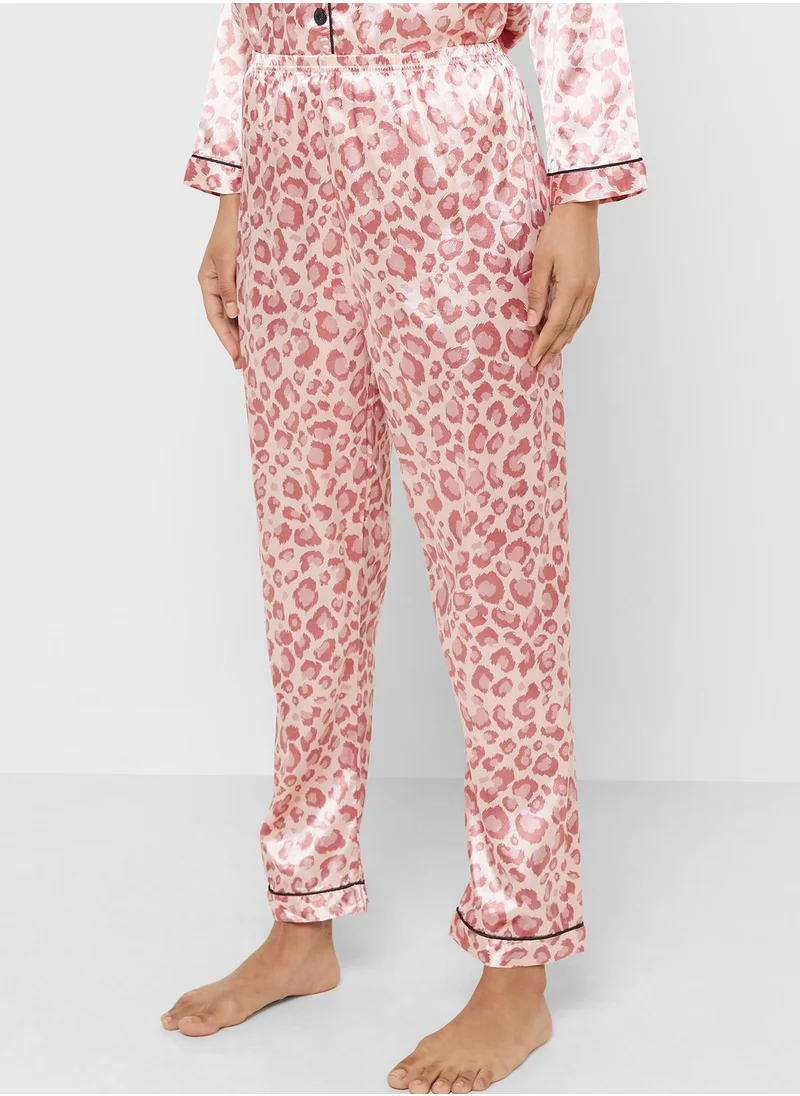 جينجر Leopard Print Shirt & Pyjama Set