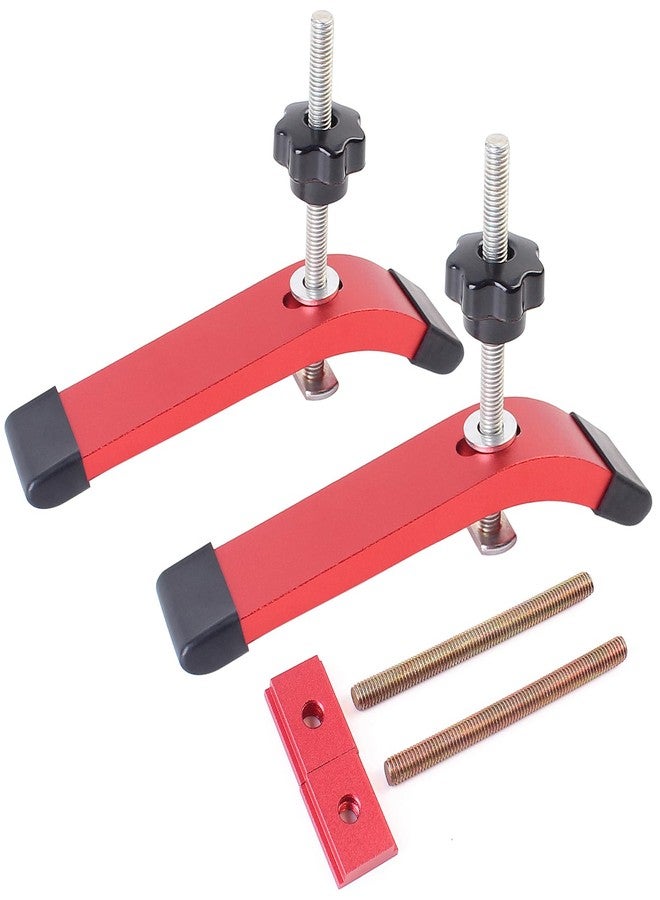 KETIPED Aluminum T-Track Hold Down Clamp With T Bolts and Slider, 6.3"L x 1.3"W Quick Acting Clamps for Woodworking, MGJ-041R - Image 1