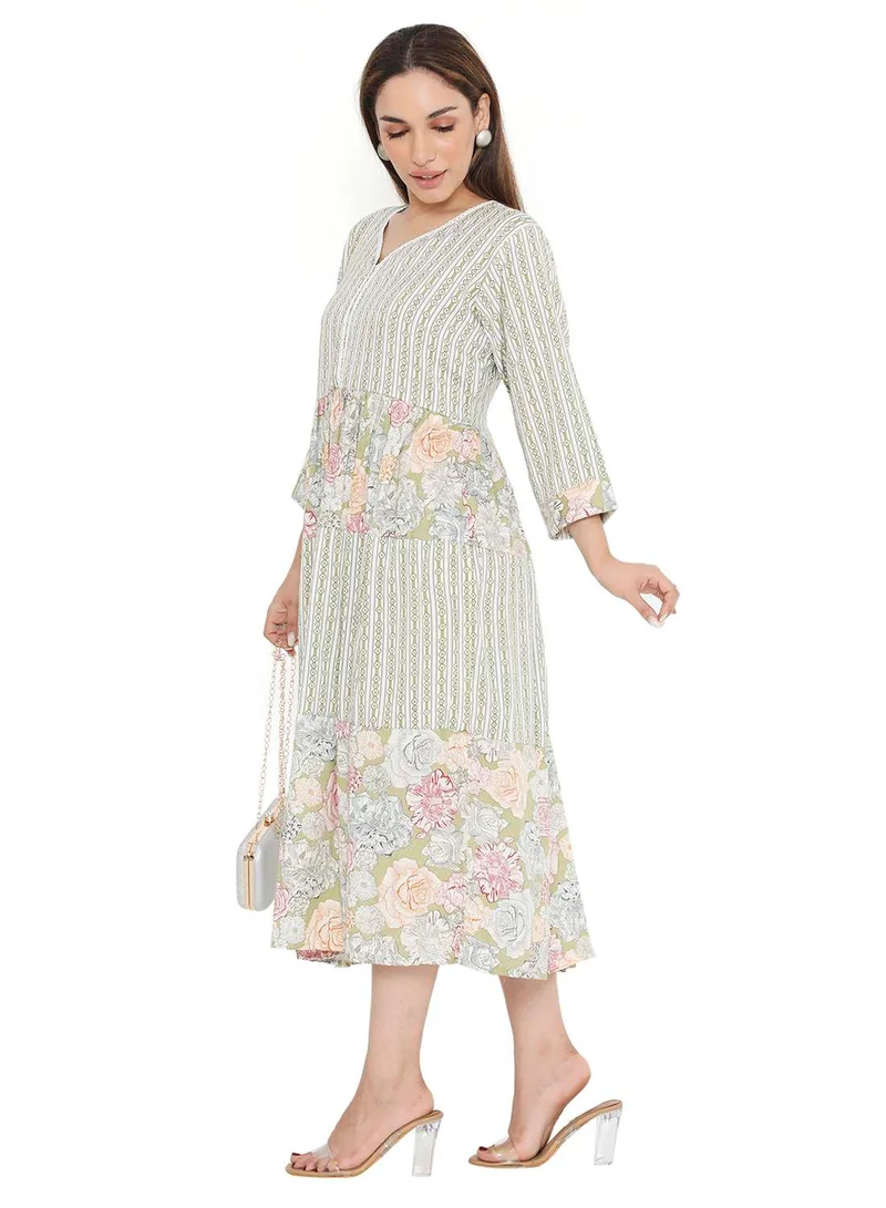 HANA & SARA SHORT PRINTED VISCOSE ELEGANT PRINTED ARABIC KAFTAN JALABIYA DRESS