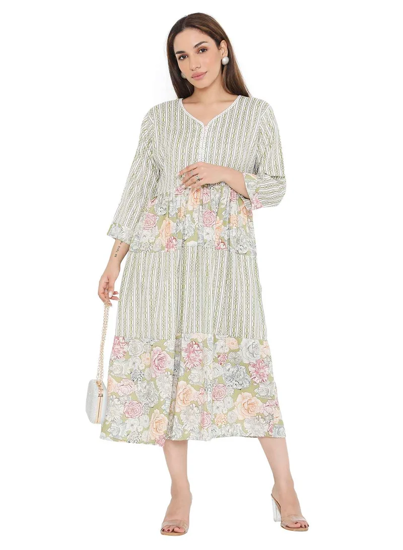 HANA & SARA SHORT PRINTED VISCOSE ELEGANT PRINTED ARABIC KAFTAN JALABIYA DRESS