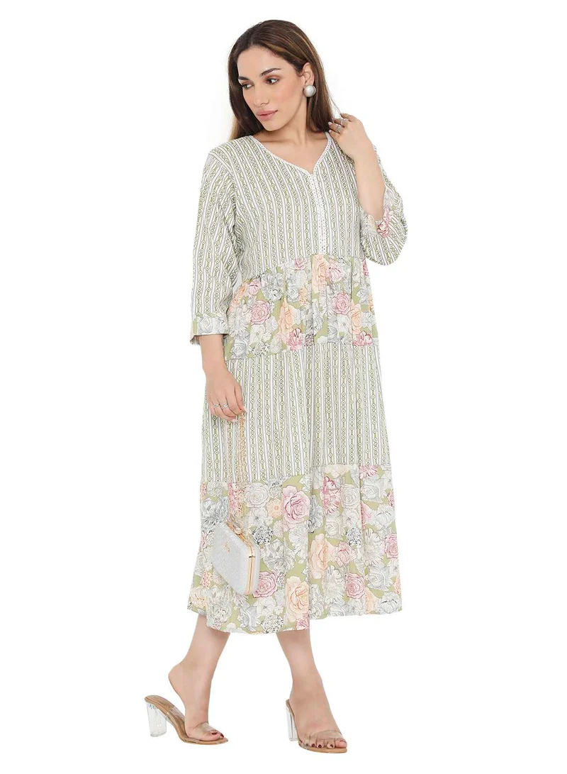 HANA & SARA SHORT PRINTED VISCOSE ELEGANT PRINTED ARABIC KAFTAN JALABIYA DRESS