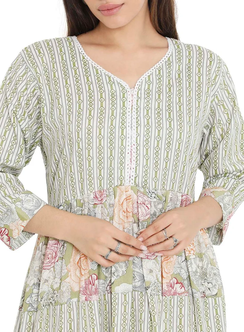 HANA & SARA SHORT PRINTED VISCOSE ELEGANT PRINTED ARABIC KAFTAN JALABIYA DRESS
