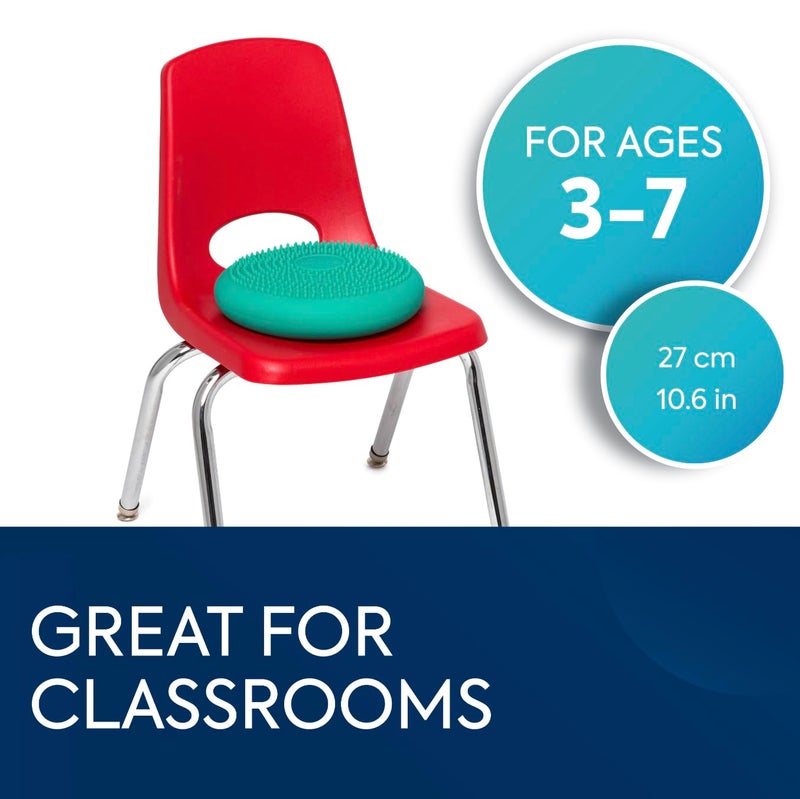 bouncy_bands BouncyBand Wiggle Seat, Green, 1-Pack â€“ Small 10.75â€ D x 2.5â€ H Wobble Cushion for Kids Aged 3-7 â€“ Sensory Tool Promotes Active Learning & Improves Productivity â€“ Includes Pump for Easy-Inflation - Image 2
