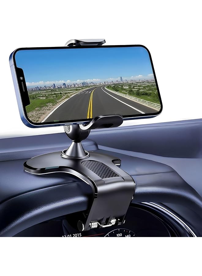 S-TOP The Safest Car Dashboard Phone Clip Holder, 360 Degree Rotation Dash Multifunctional Car Dashboard Mobile Phone Holder Mount Stand Compatible with 4-7 Inch Smartphones - Image 1