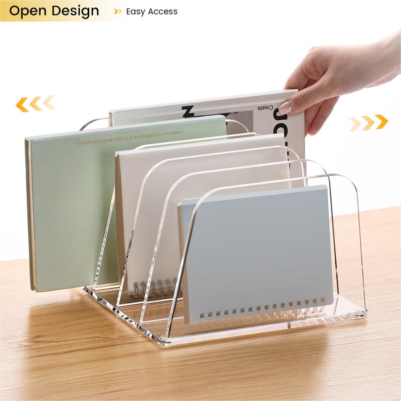YUXUN Desk File Organizer,5-Section Vertical Clear Acrylic Desk Organizer File Holder Mail Sorter Office Organization for Office Home &Classroomï¼ˆB5ï¼‰ - Image 5
