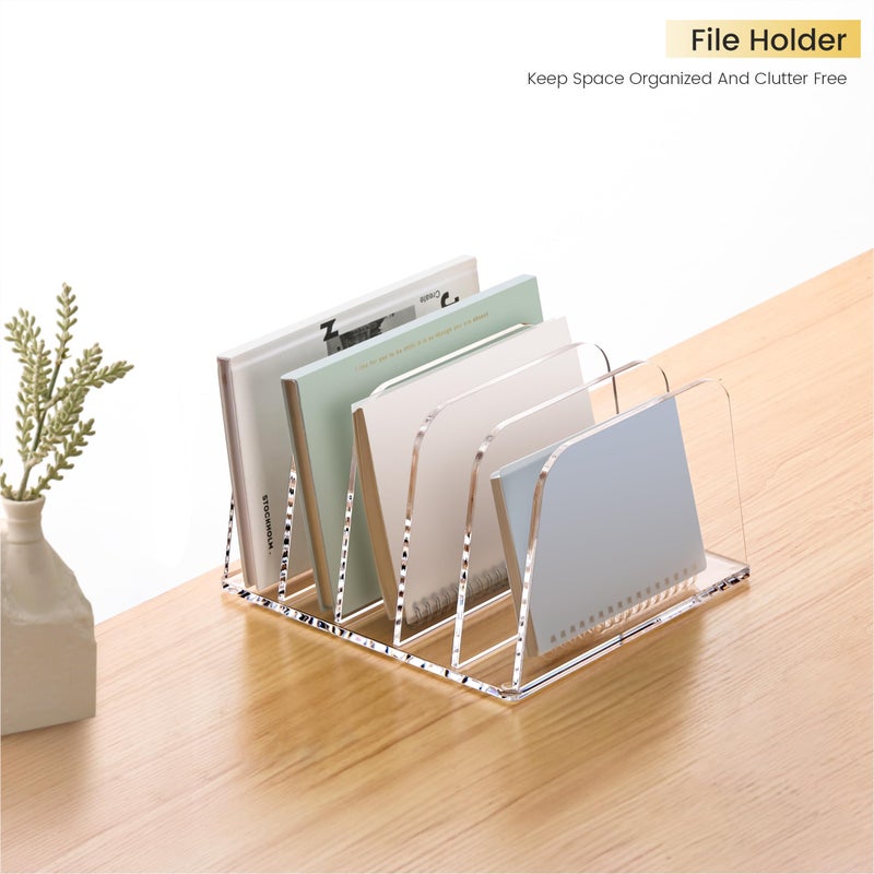 YUXUN Desk File Organizer,5-Section Vertical Clear Acrylic Desk Organizer File Holder Mail Sorter Office Organization for Office Home &Classroomï¼ˆB5ï¼‰ - Image 2
