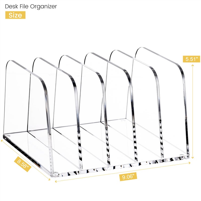 YUXUN Desk File Organizer,5-Section Vertical Clear Acrylic Desk Organizer File Holder Mail Sorter Office Organization for Office Home &Classroomï¼ˆB5ï¼‰ - Image 3