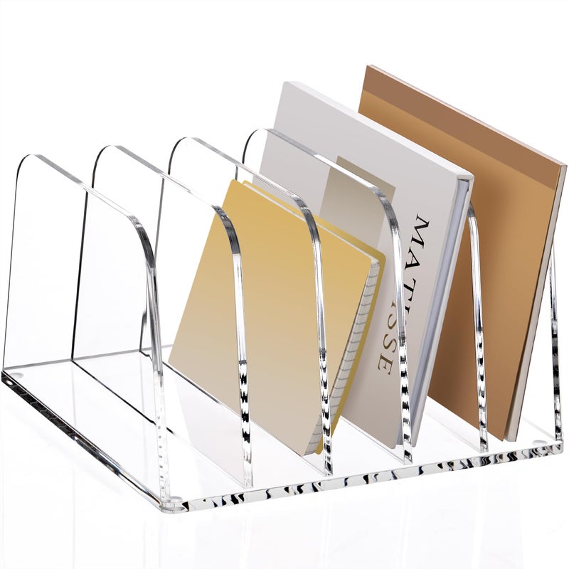 YUXUN Desk File Organizer,5-Section Vertical Clear Acrylic Desk Organizer File Holder Mail Sorter Office Organization for Office Home &Classroomï¼ˆB5ï¼‰ - Image 1