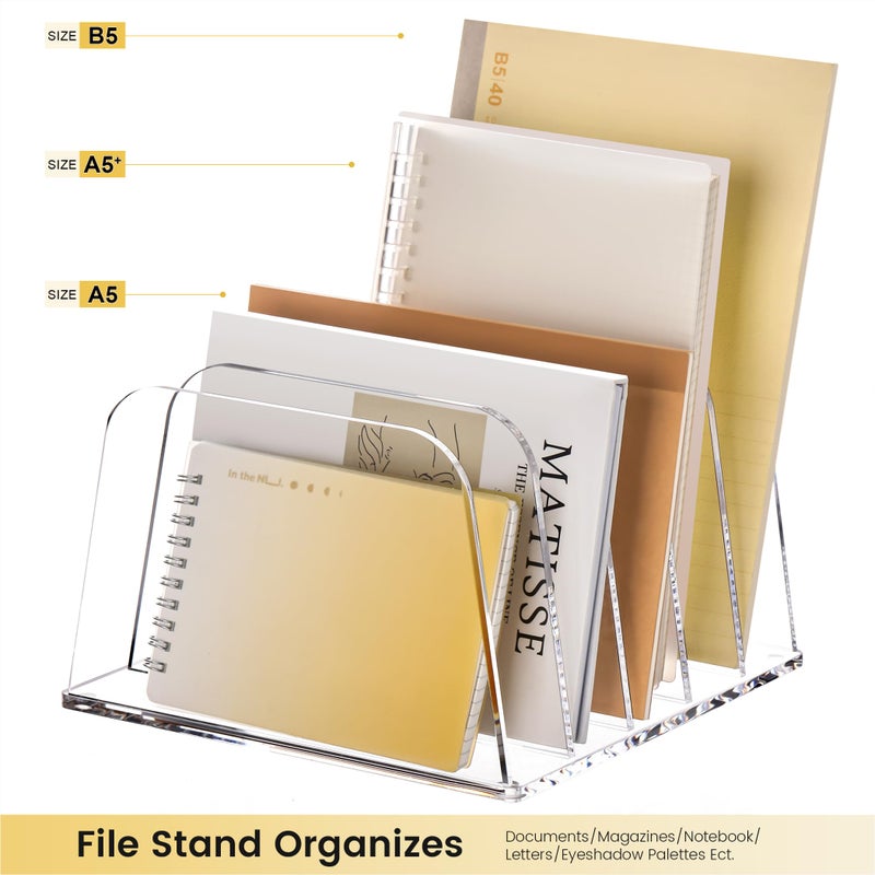 YUXUN Desk File Organizer,5-Section Vertical Clear Acrylic Desk Organizer File Holder Mail Sorter Office Organization for Office Home &Classroomï¼ˆB5ï¼‰ - Image 4