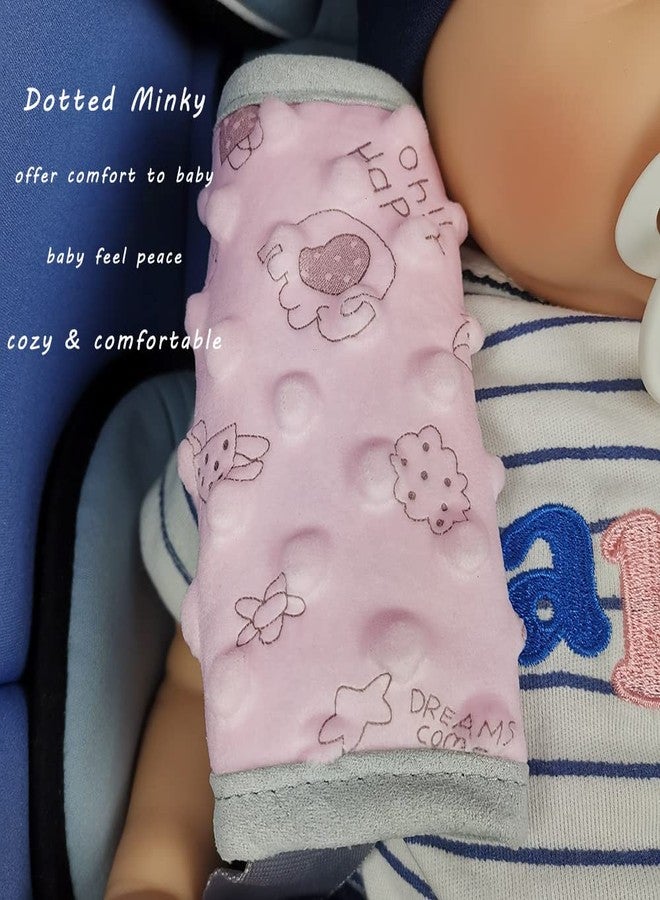 DODO NICI car seat Strap Cover for Baby, seat Belt Cover Cushion, Belt Pads fit Baby Carrier/Pushchair/Stroller, Cozy Peace Dotted Minky, Pink - Image 3