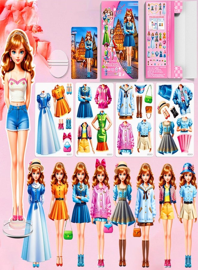 Daniel Axel Magnetic Dress Up Paper Doll,Magnet Princess Dress Up Dolls for Girls Ages 4-7 Kids,Travel Activities Road Trip Car Ride Interactive Learning Created Imagine Set Birthday Gift (J Set) - Image 1